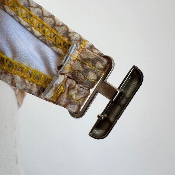 Romwe Underwire Snakeskin Print Bikini Swimsuit Top Size Small Yellow and Tan - Picture 10 of 12